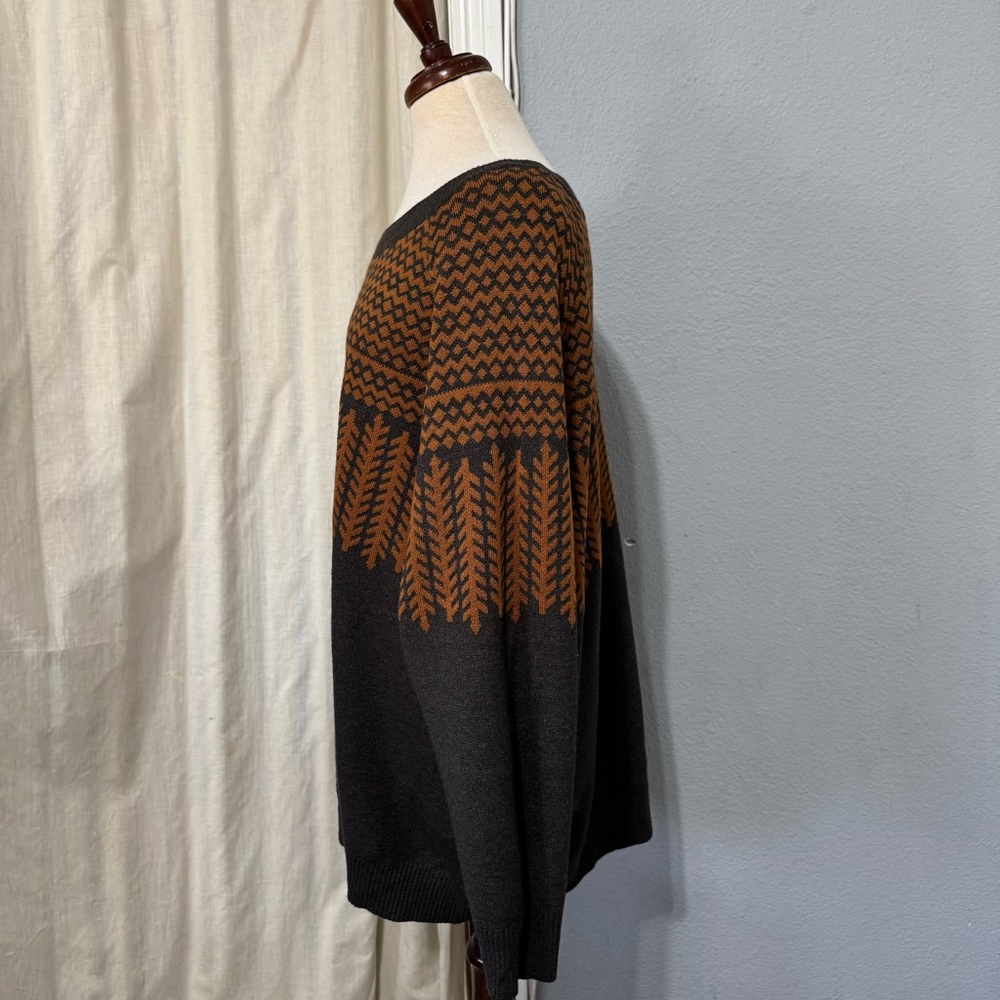 Bloomchic Gray Patterned Crewneck Pullover Relaxe… - image 4